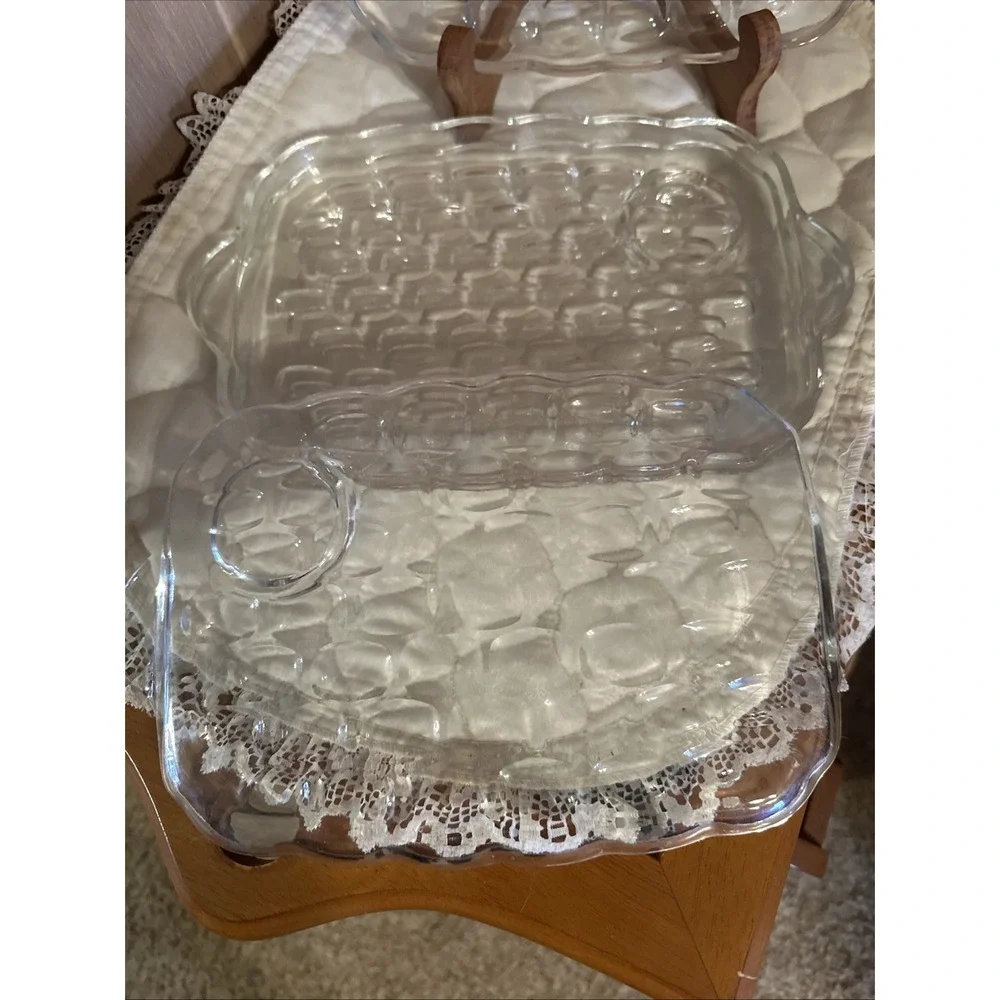 Vintage Federal‎ Glass Yorktown Snack Trays Set Of 4
